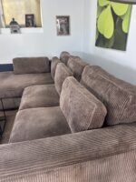 Grote Chaise Lounge Ribstof Bruin - Afbeelding 2