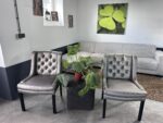 6 Stuks Zilver Grijze Stoelen Met Knopen