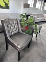 6 Stuks Zilver Grijze Stoelen Met Knopen - Afbeelding 4