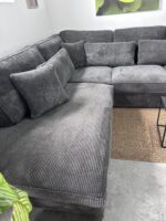 Hoekbank Ribstof Antraciet - Afbeelding 2